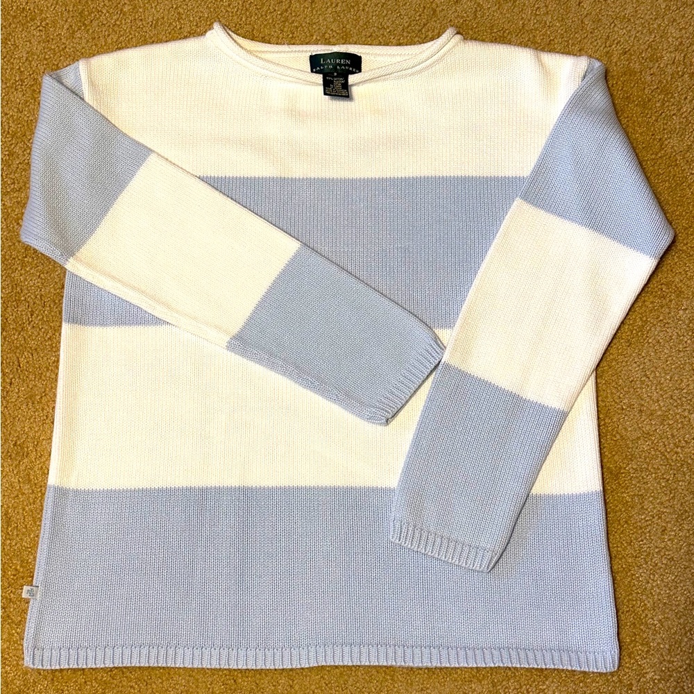 💙🤍 Ralph Lauren Baby Blue / White Sweater 🤍💙